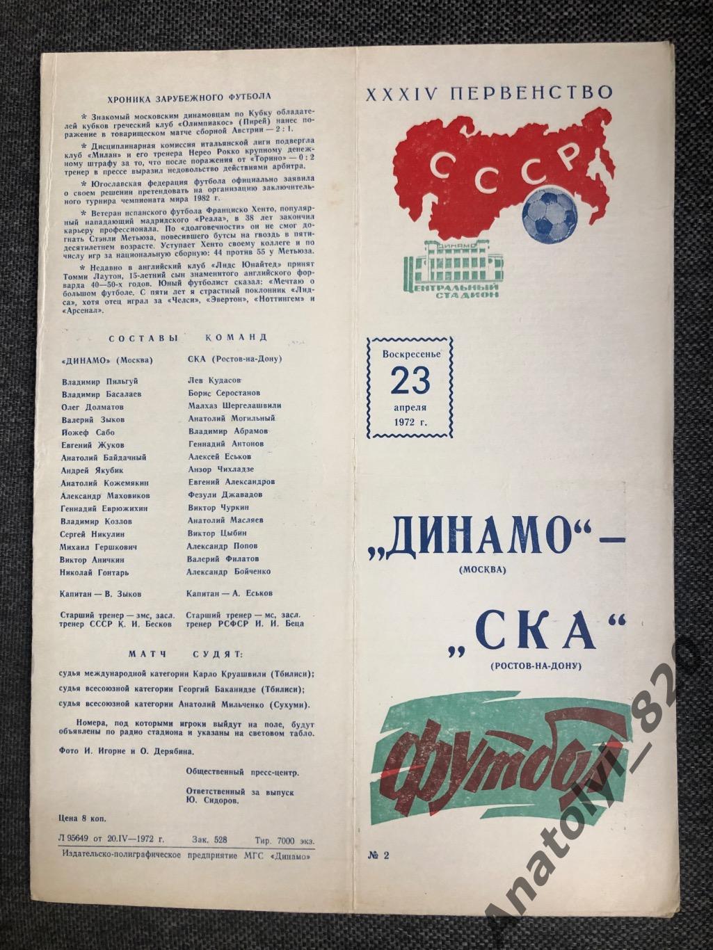 Динамо Москва - СКА Ростов, 23.04.1972