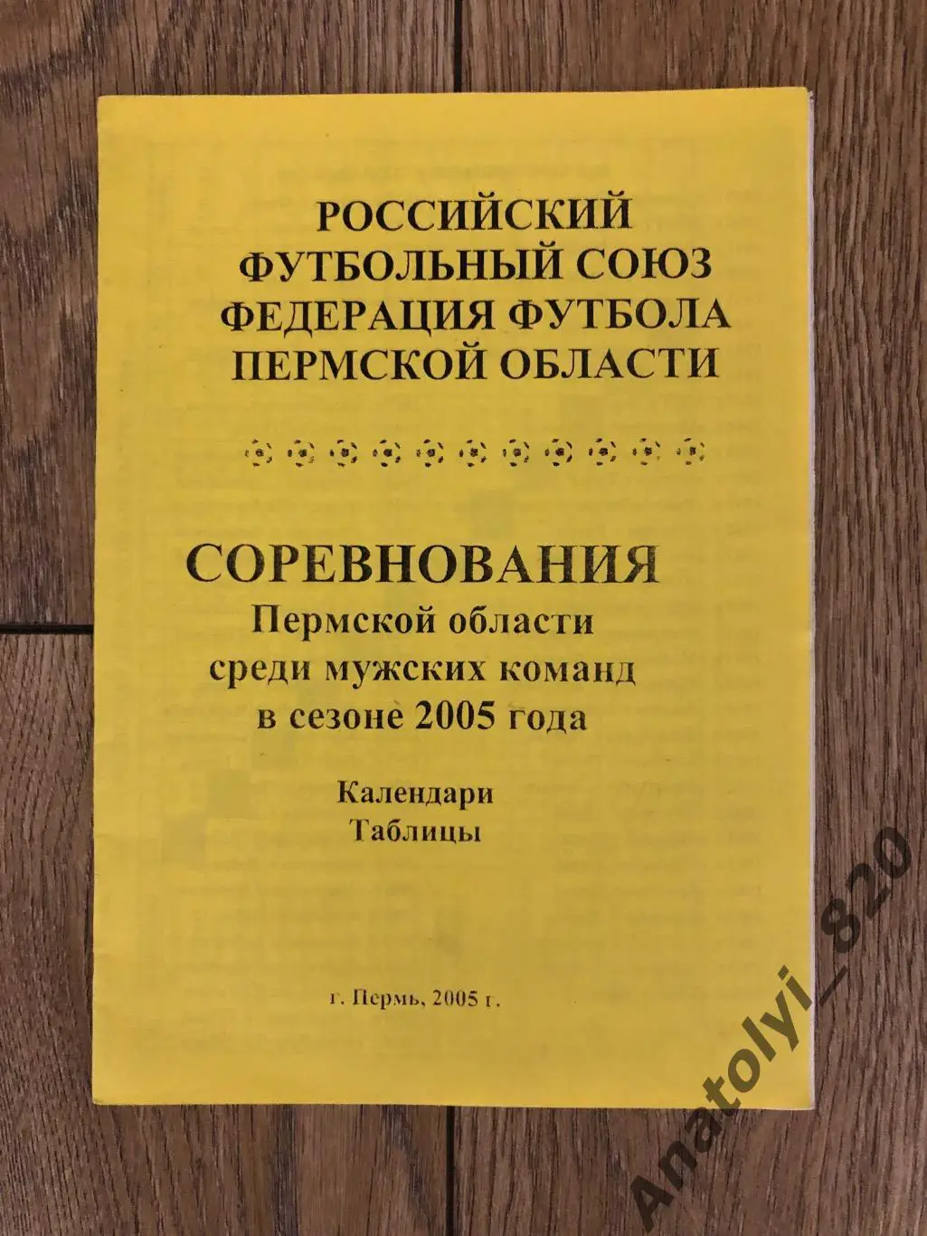 Календарь игр соревнований Пермской области 2005 год