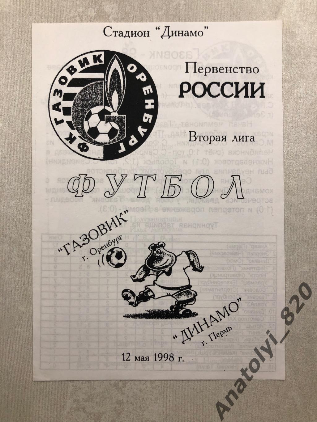 Газовик Оренбург - Динамо Пермь, 12.05.1998