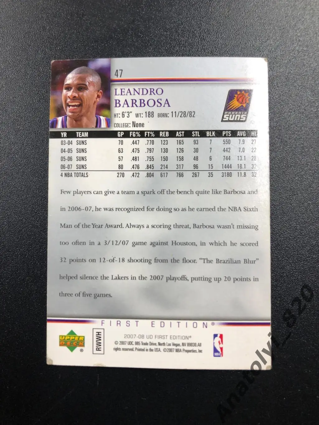 Баскетбол карточка Leandro Barbosa Phoenix Sans 1