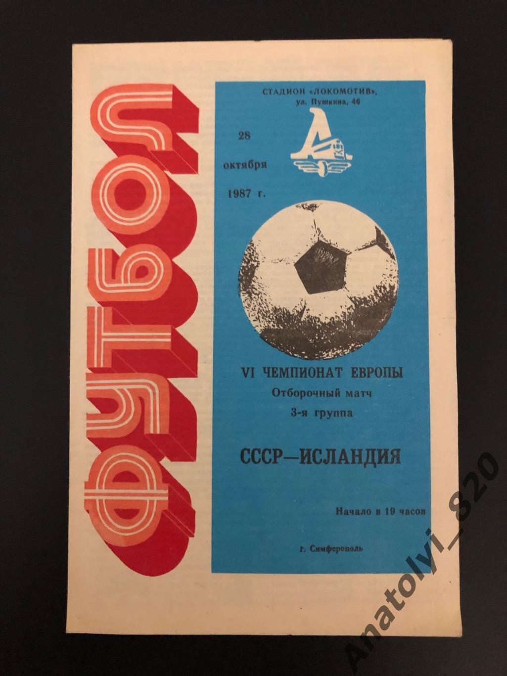 Сборная СССР - сборная Исландии, 28.10.1987