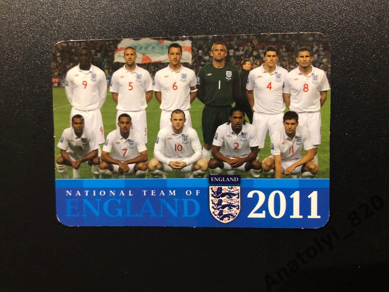 Календарик сборная Англии 2011 год
