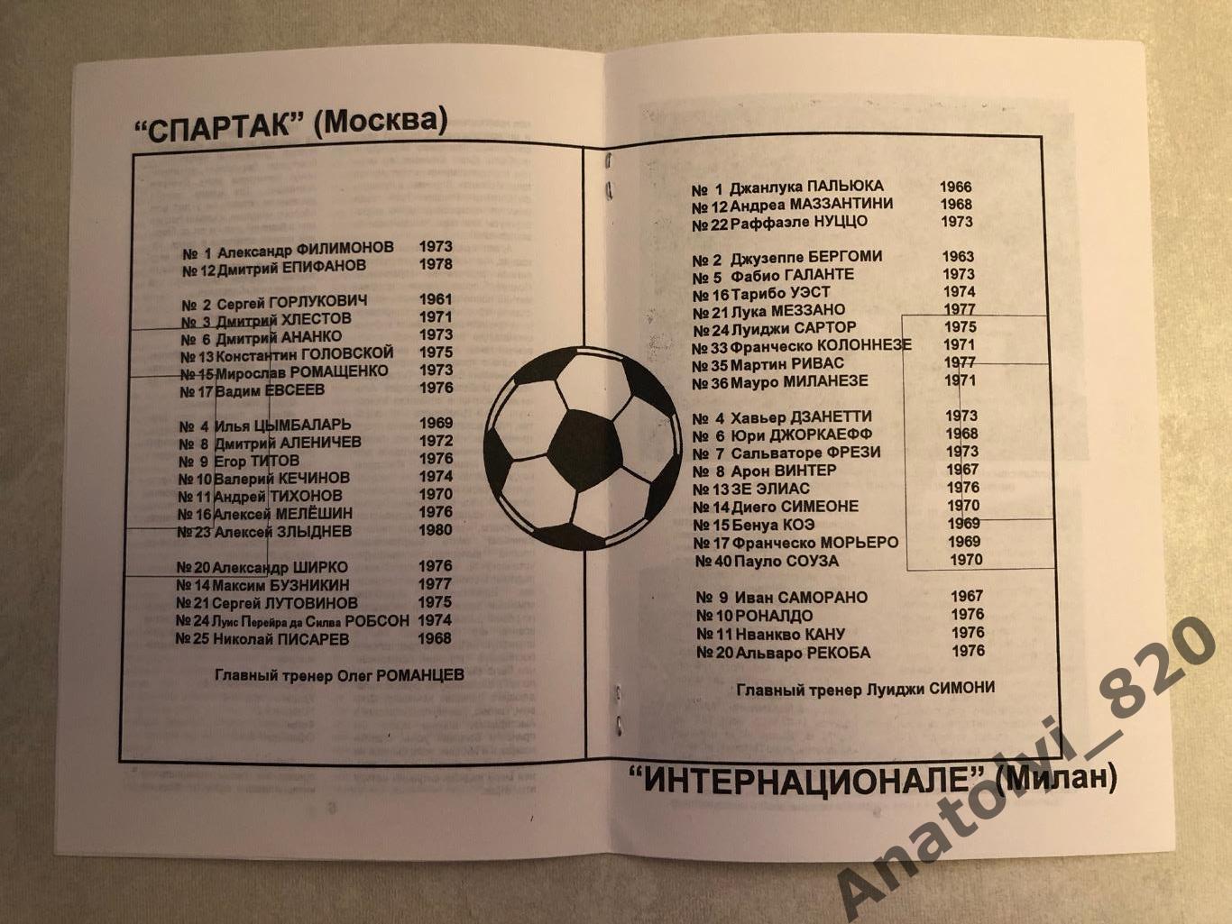 Спартак Москва - Интер Милан, 14.04.1998 2