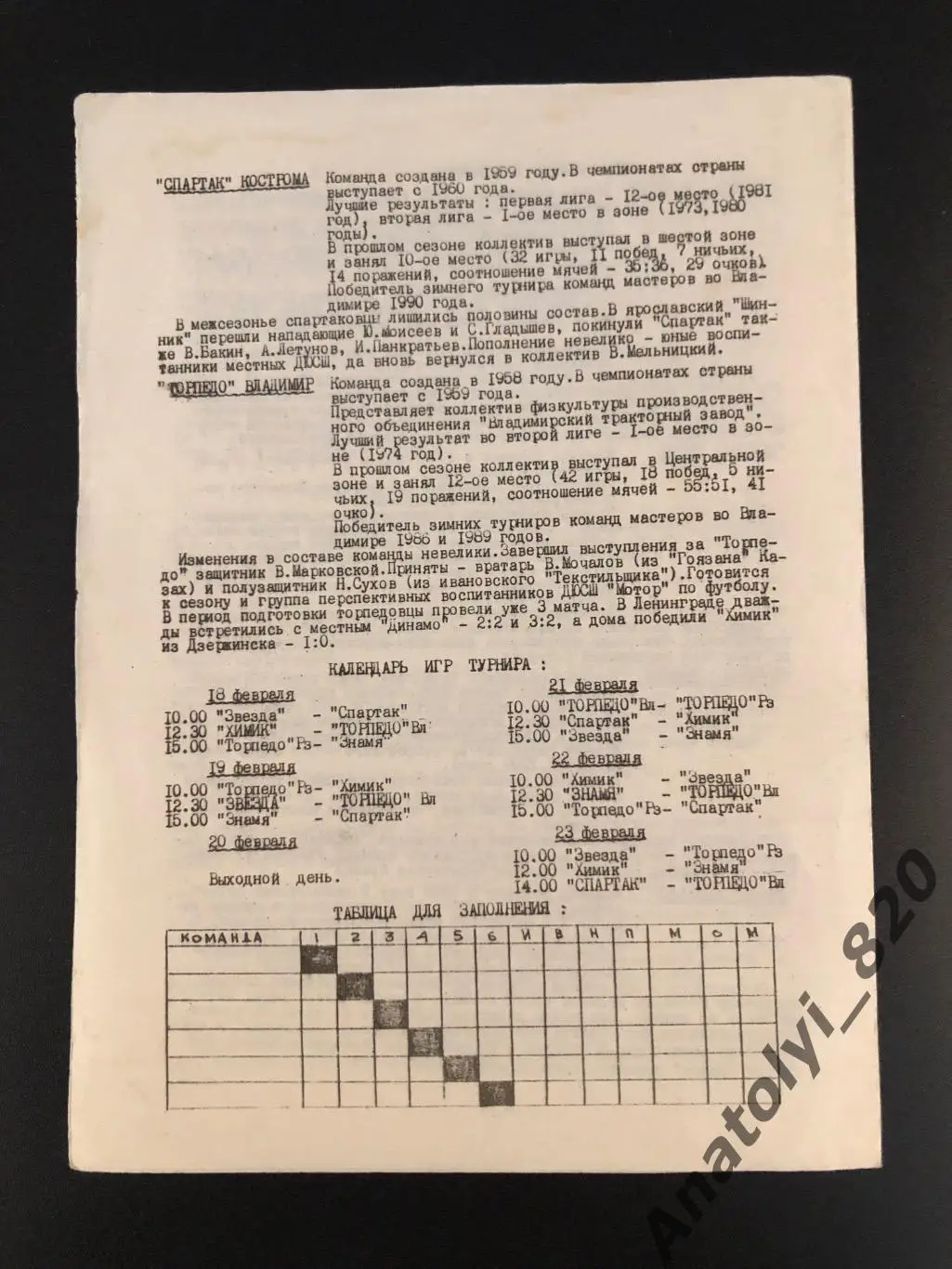 Турнир Владимир 1991 год. Дзержинск, Пермь, Арзамас, Рязань, Кострома 2