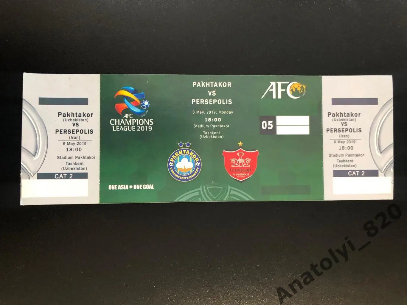 Билет ФК Пахтакор Ташкент - Персеполис Тегеран, 06.05.2019