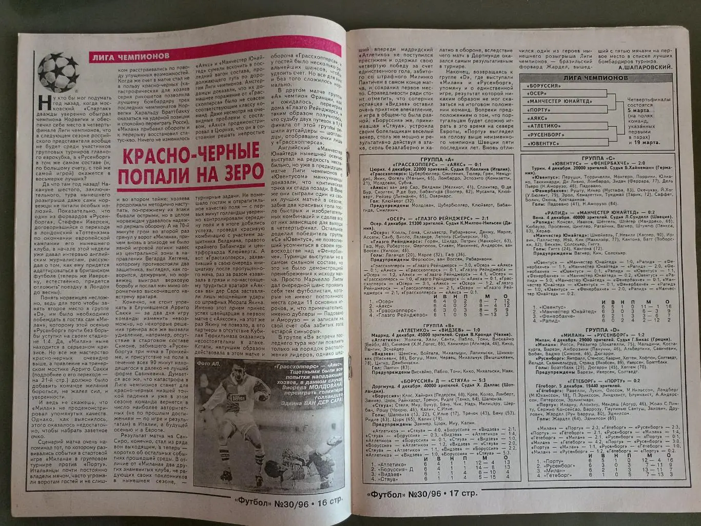 Еженедельник Футбол Украинское издание №30 (1903) 1996 год 1