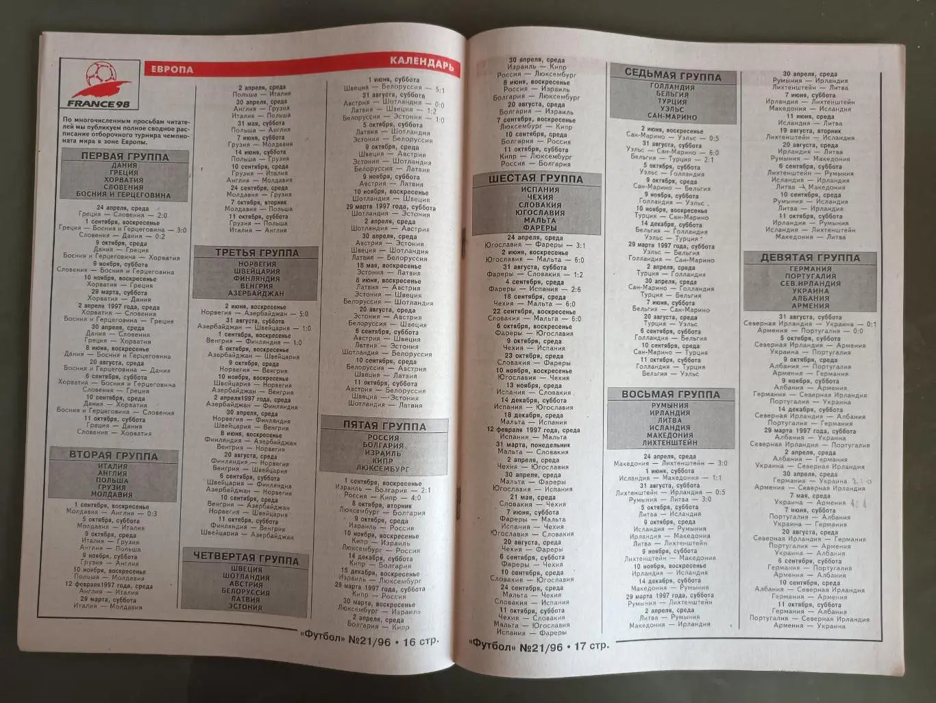 Еженедельник Футбол Украинское издание№21 (1894) 1996 год 1