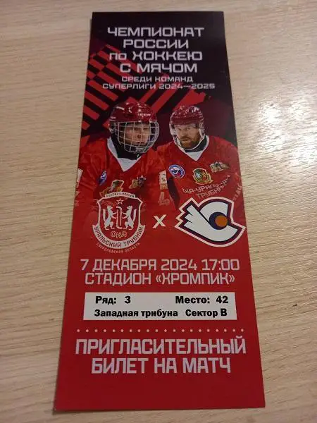 Билет Трубник Старт хоккей с мячом 07.12.2024 м.42
