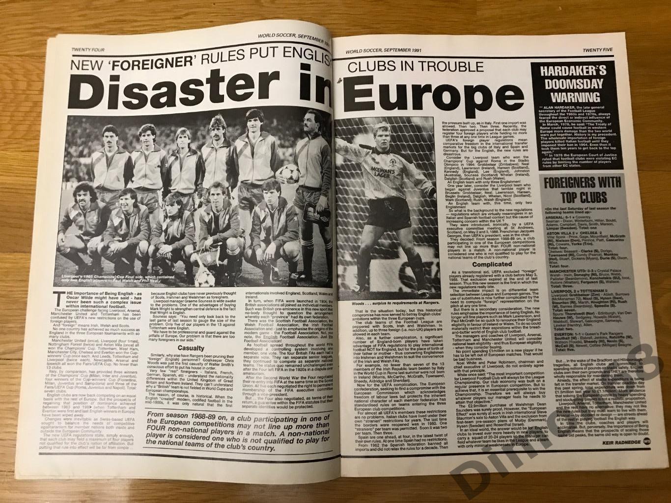 WORLD soccer 1991г журнал целый в идеальном состоянии 3