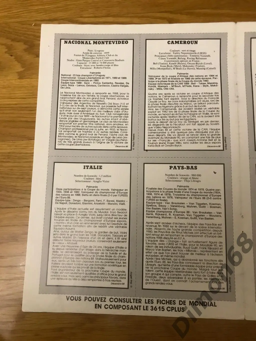 8 карточек сб и клубы мира из журнала MONDIAL 3
