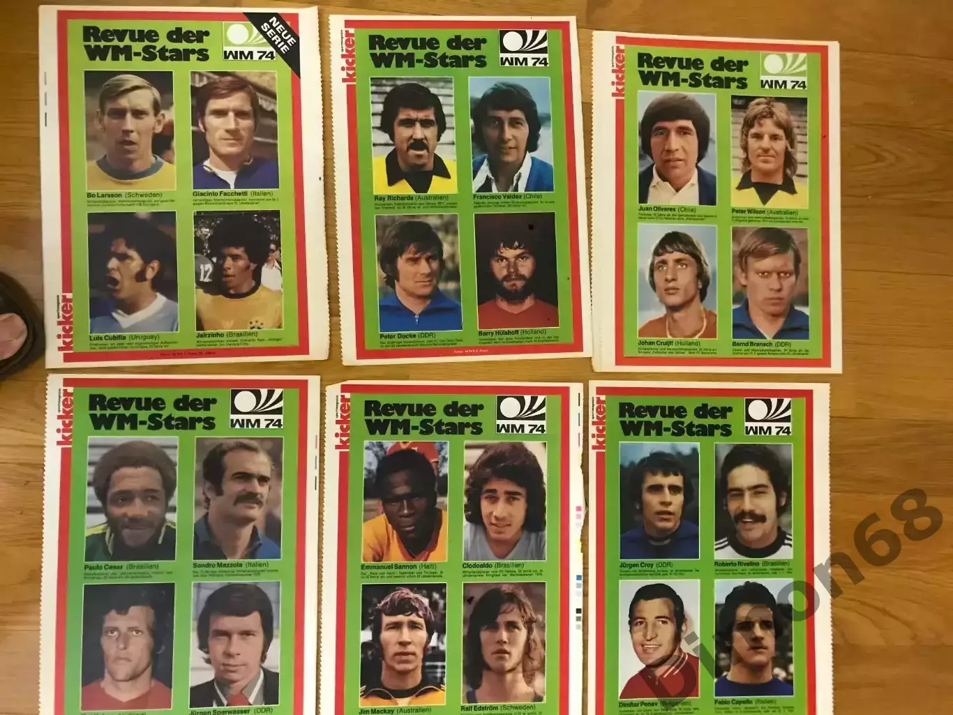 kicker: 10 листов участников чемп мира 1974г 1