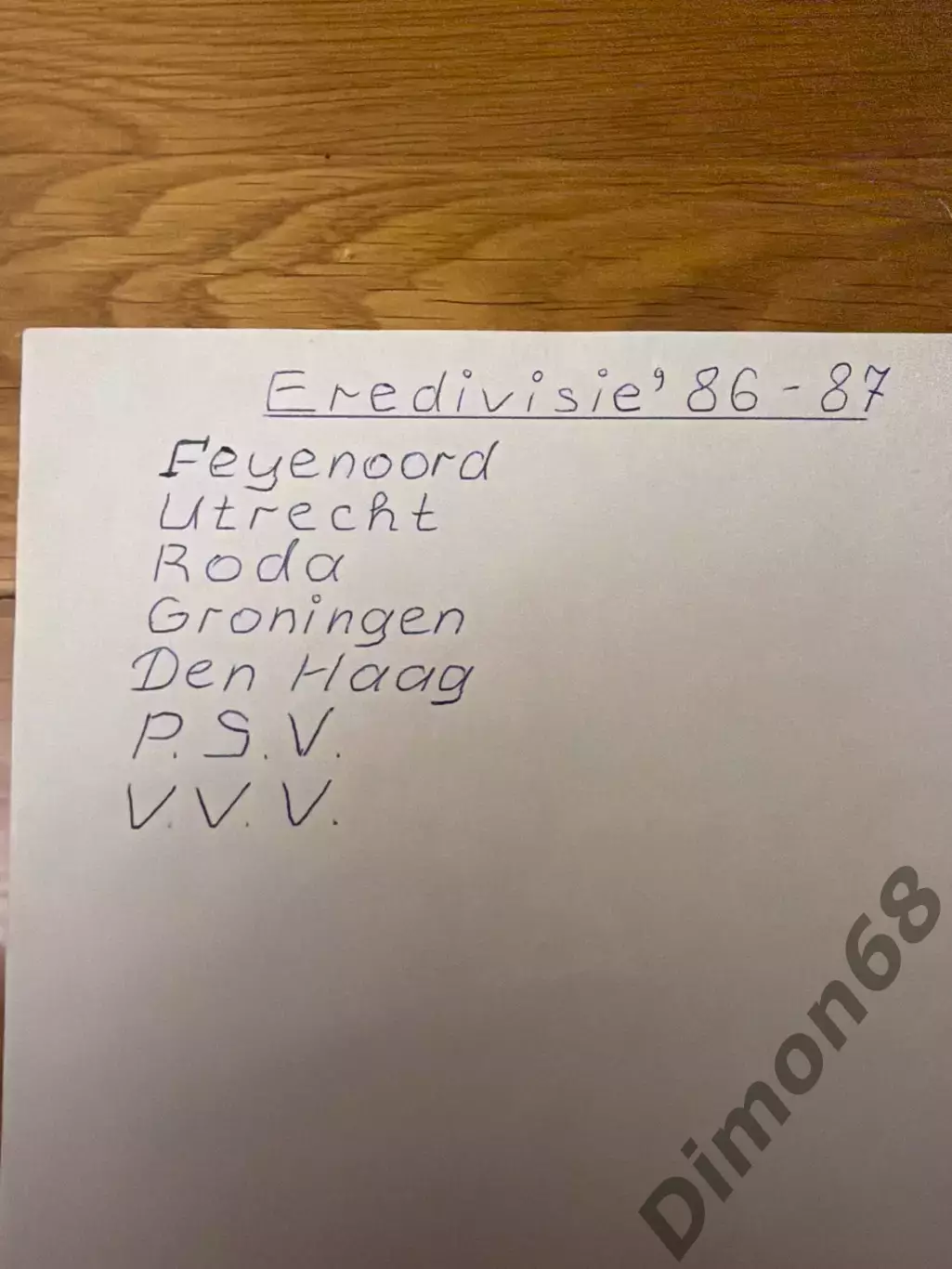 7 команда А4 чем. Голландии Eredivisie’86/87г 5