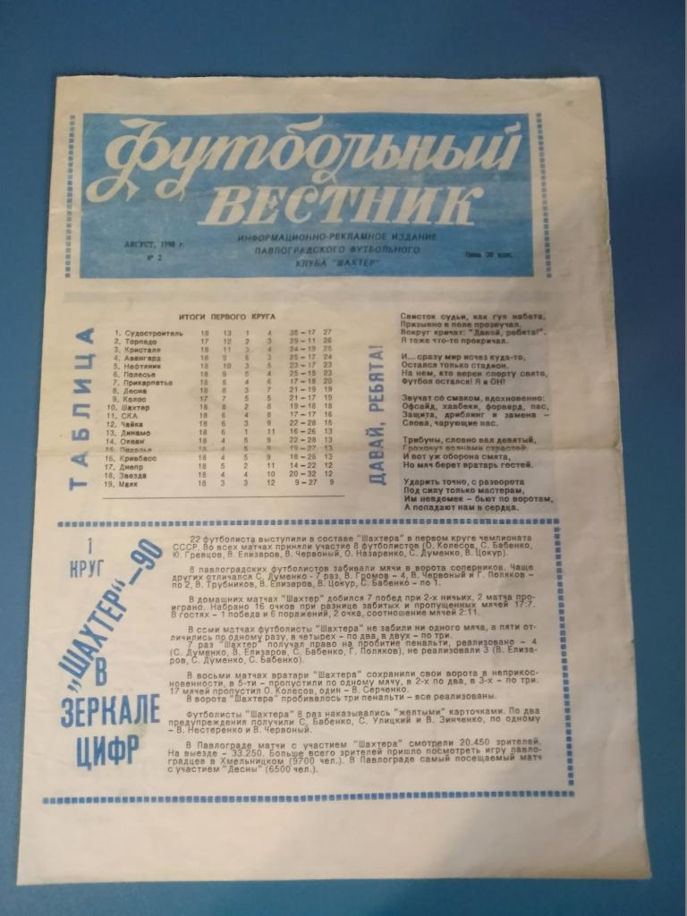 Футбольный вестник, Павлоград 1990