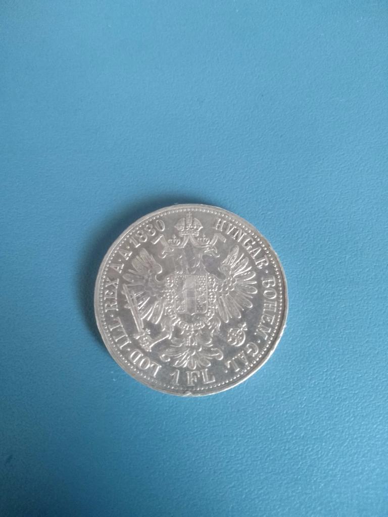 Монета. Серебро. 1 флорин, франк 1880. Австро - Венгрия 1