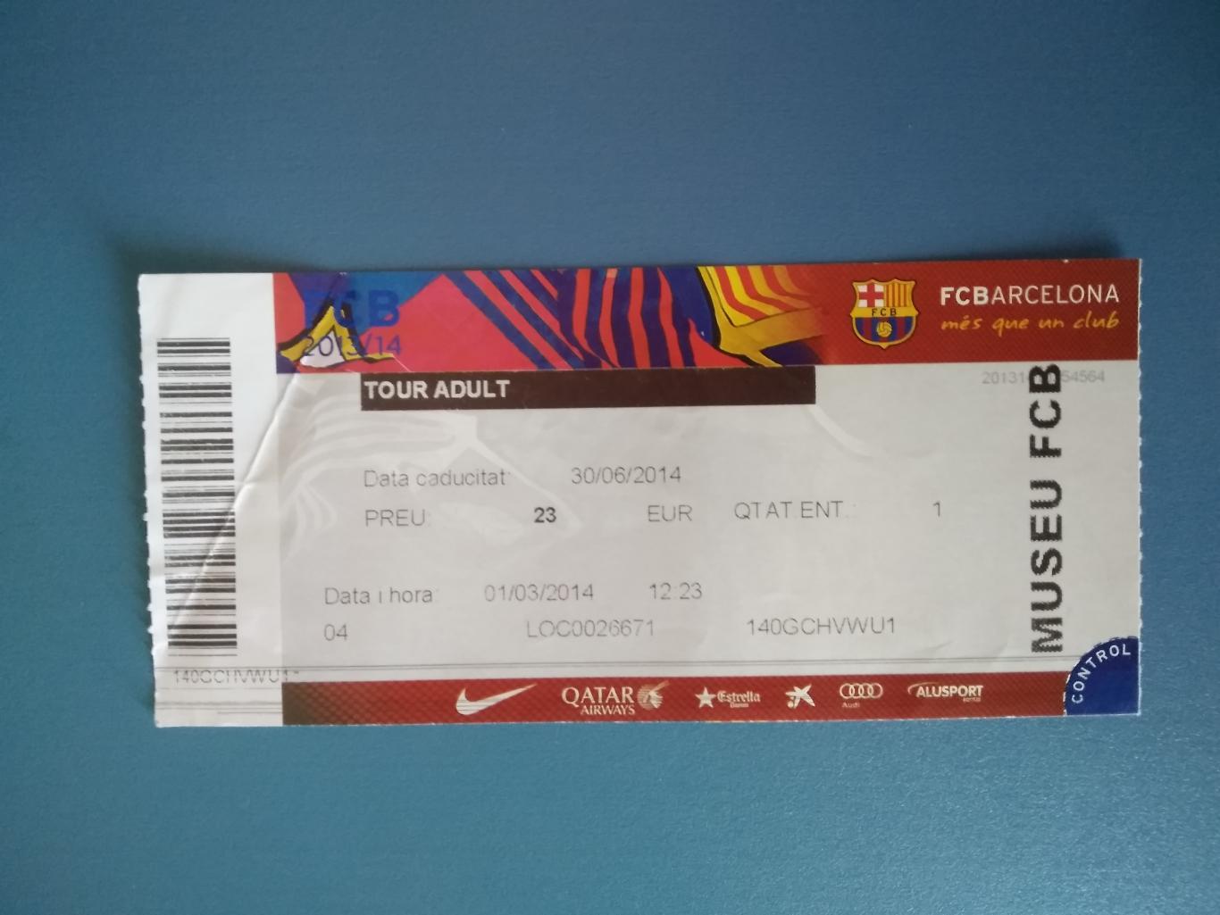 Входной билет в музей Барселона Испания 2014