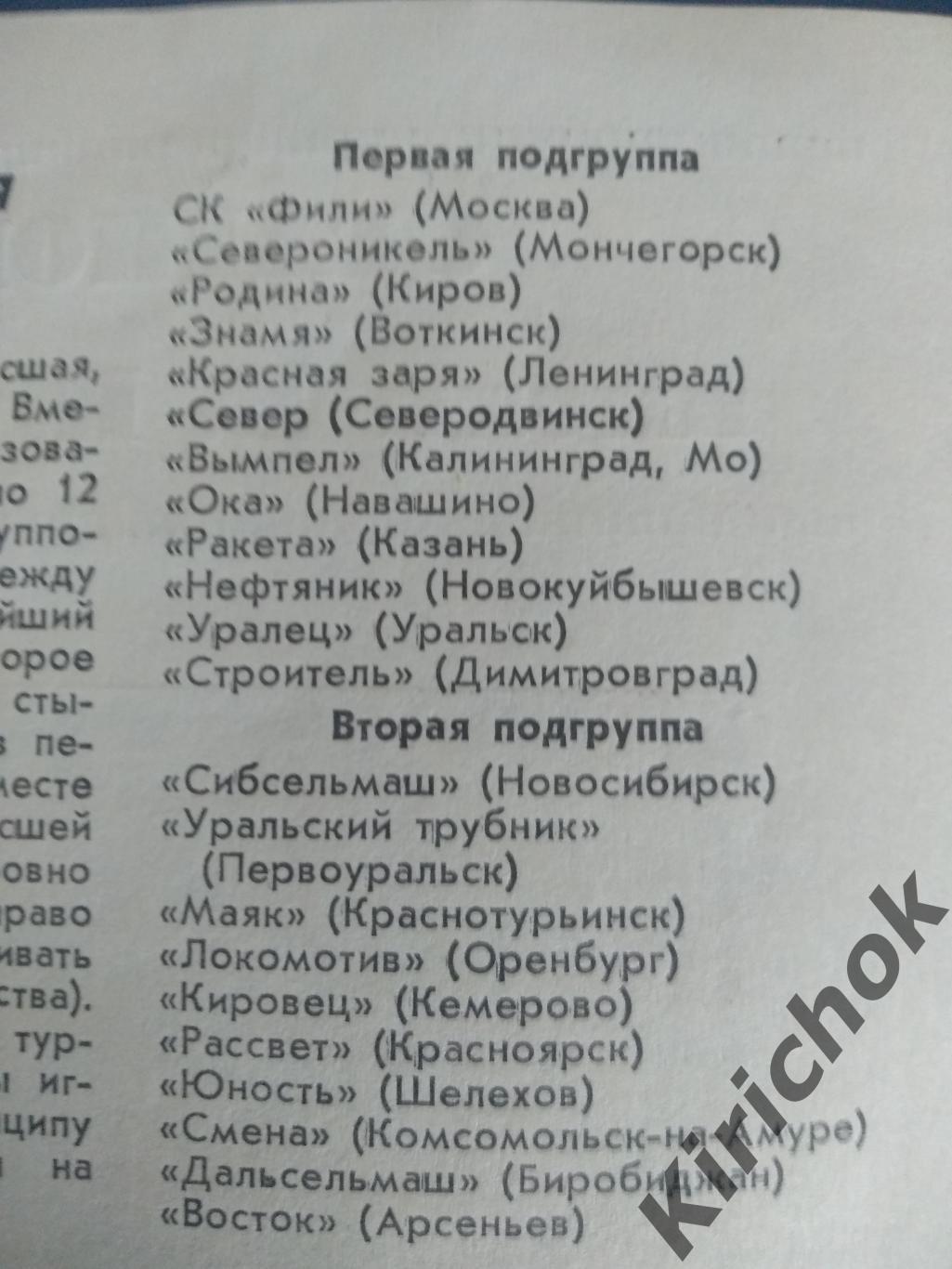 Буклет: Ленинград 1988. Чемпионат СССР. Хоккей с мячом. Общая программа турнира 1