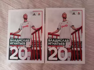 Набор -Открытка Владислав Игнатьев ФК Локомотив Москва с автографом 15*20