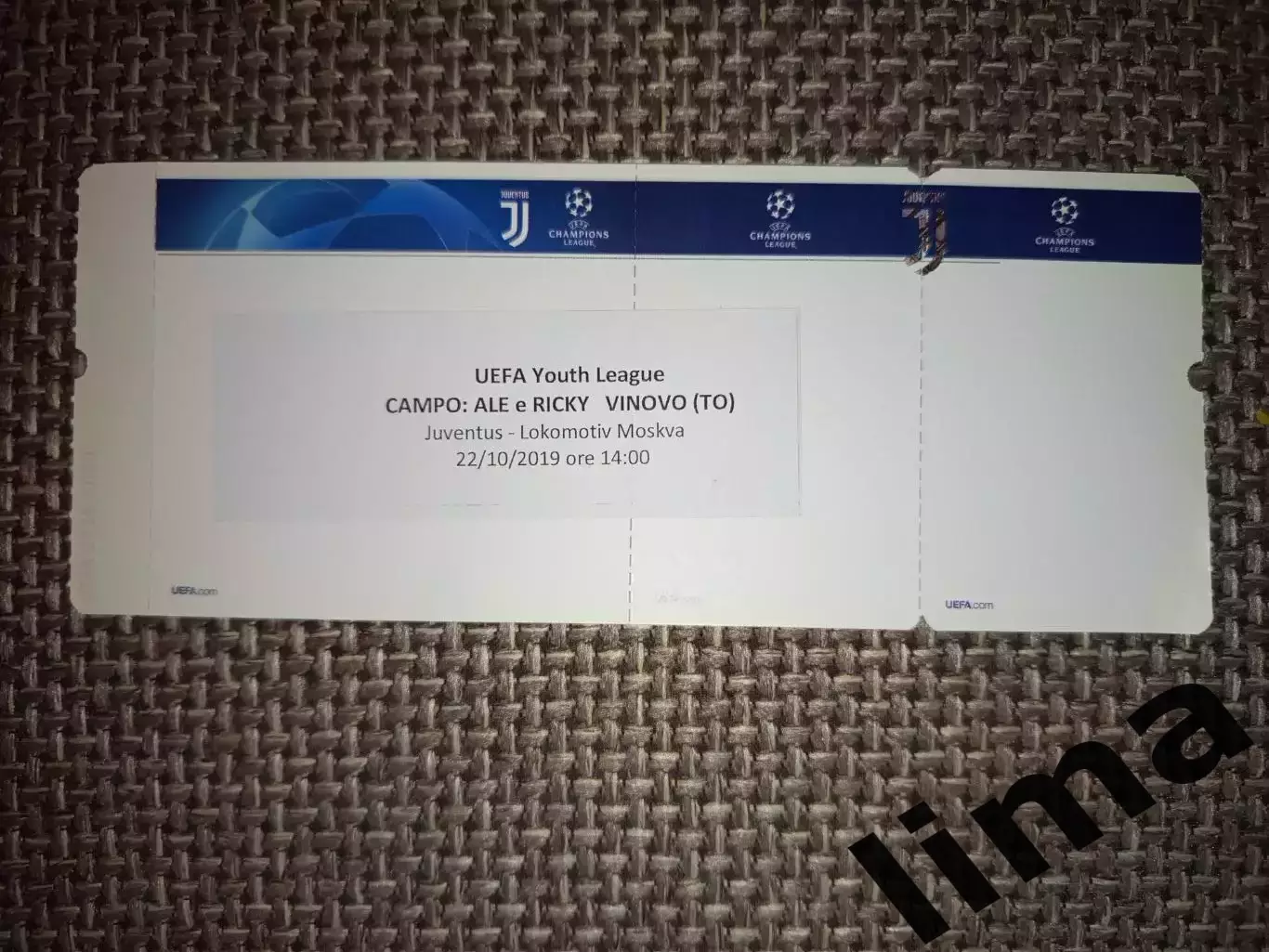 Редкий! Билет-Ювентус Турин- Локомотив Москва Лига Чемпионов Юноши 22.10.2019