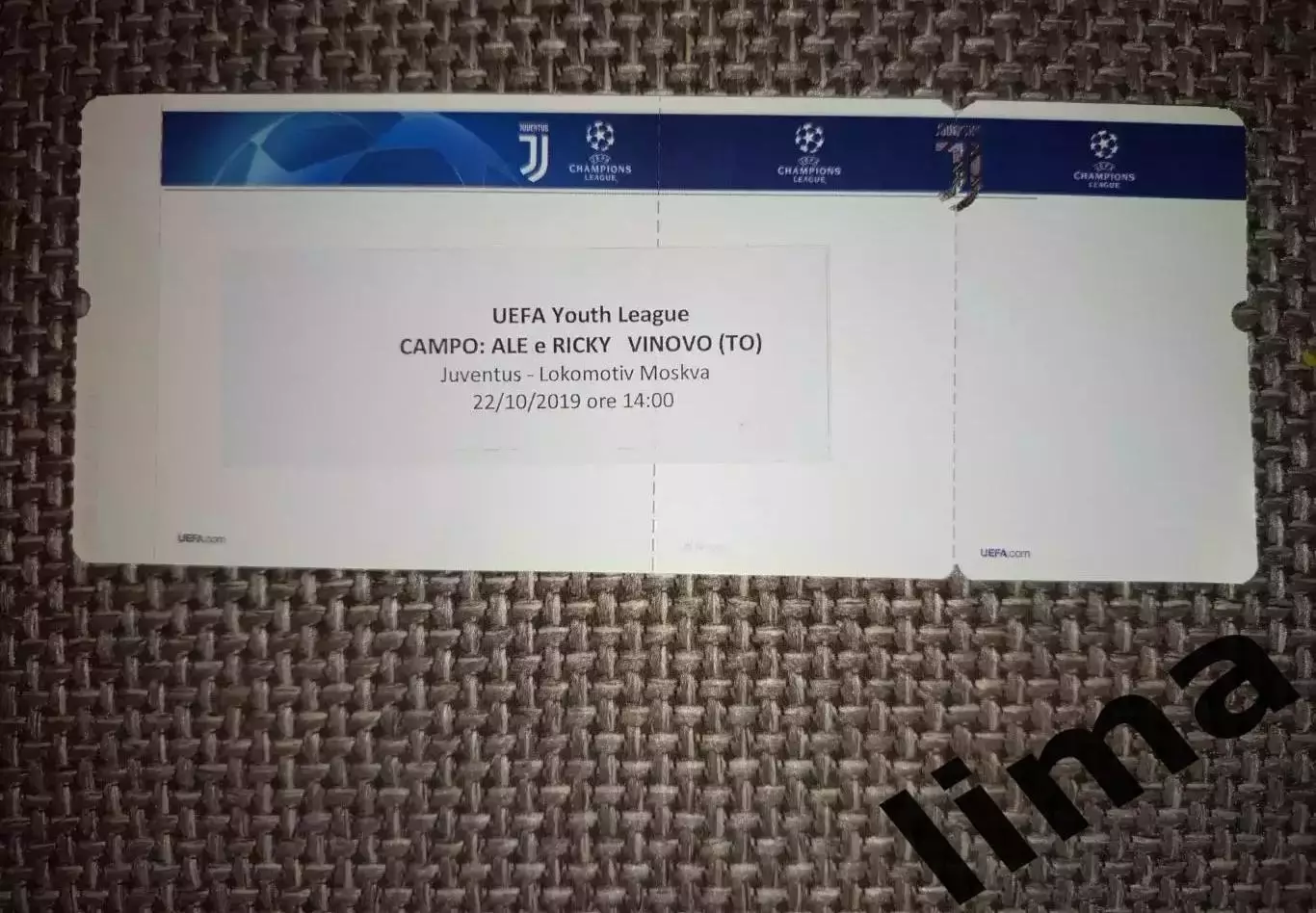 Редкий! Билет-Ювентус Турин- Локомотив Москва Лига Чемпионов Юноши 22.10.2019