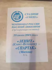 Зенит Санкт-Петербург-Спартак Москва дубль 29.06.2001