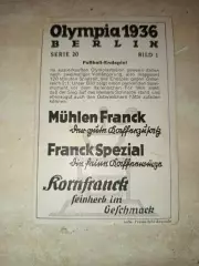 Оригинал!Редкая карточка футбол Италия- Австрия Финал Олимпиада 1936 год