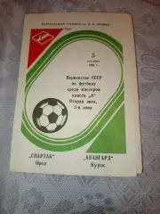 Программа Спартак Орёл- Авангард Курск 05.09.1981