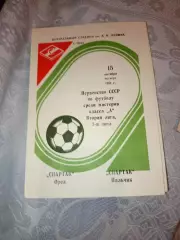 Программа Спартак Орёл- Спартак Нальчик15.10.1981 год тираж 500