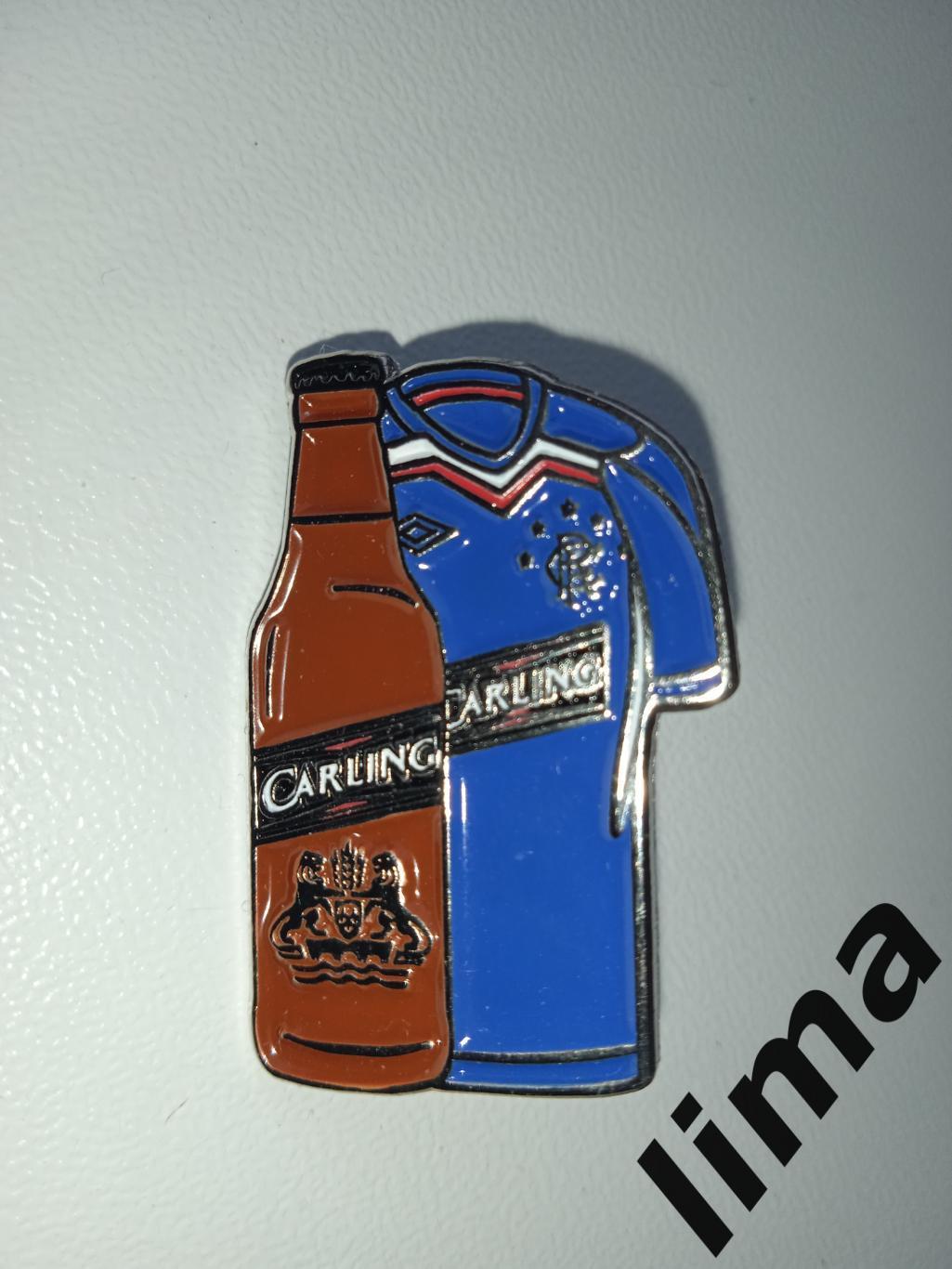 Знак футбол ФК Глазго Рейнджерс Carling пиво спонсор