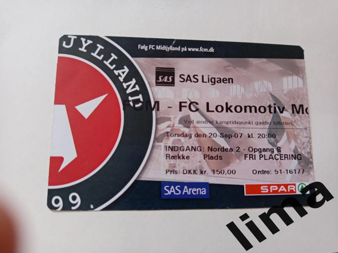 Билет футбол-Мидтьюлланд Дания- Локомотив Москва 20.09.2007
