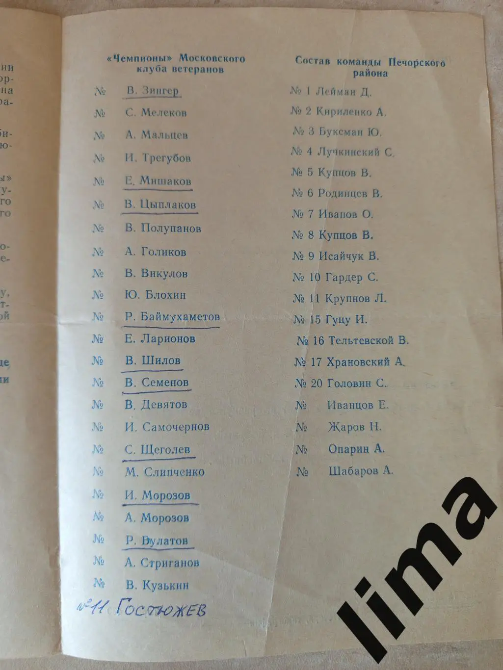 Хоккей Чемпион Московского клуба ветеранов- Печорский Район 9-10.02.1991 1