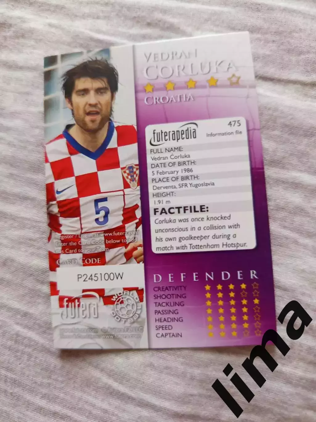 Календарик ФК Локомотив Ведран Чорлука Хорватия 1