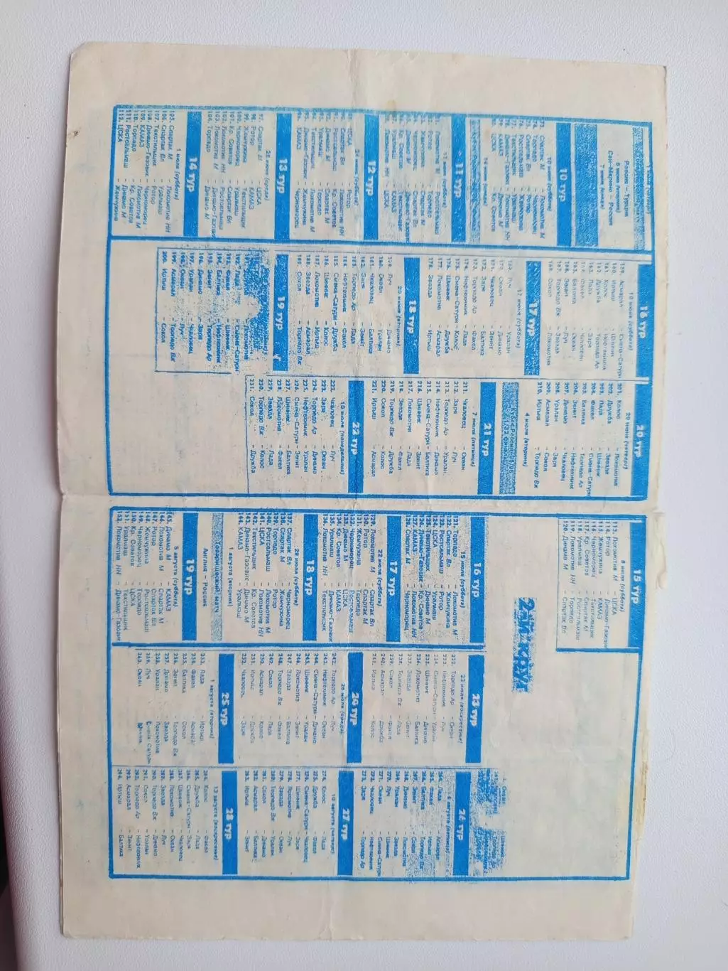 Календарь игр Чемпионат1995 год Спартак Локомотив Зенит Динамо ЦСКА Луч Океан 2