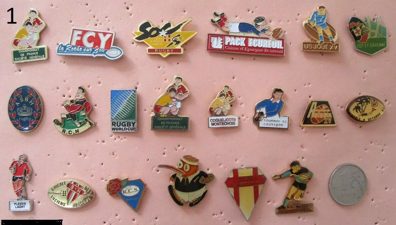 Значки Франция. Спорт - Регби. Набор 20 шт. одним лотом ( 1 ) 