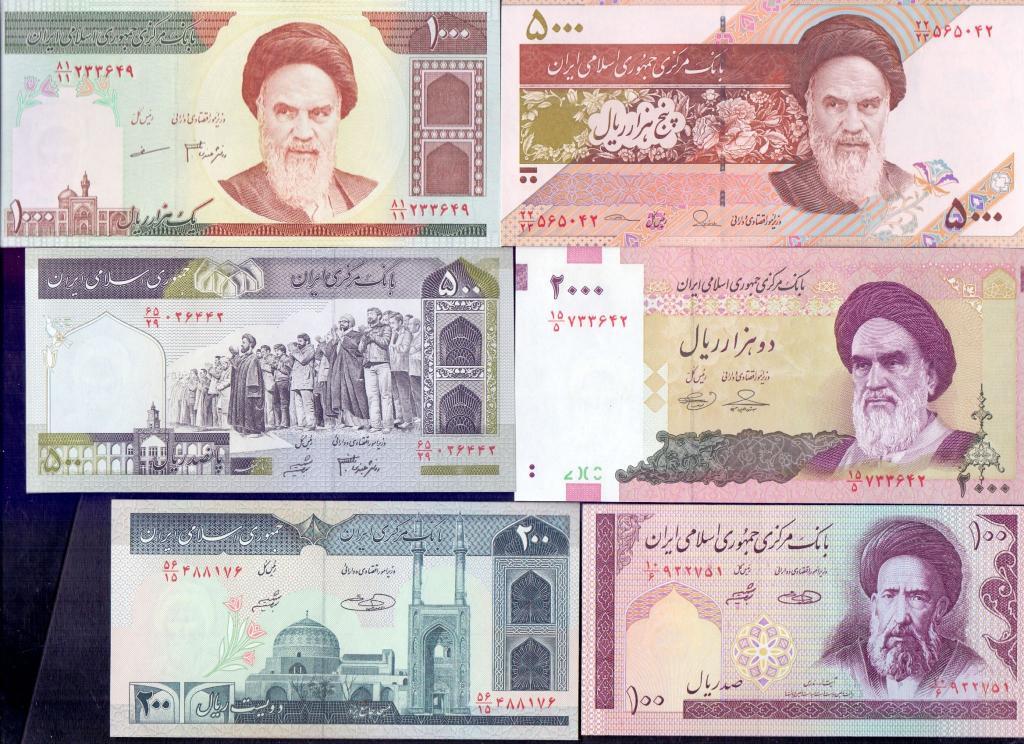 Иран набор 6 банкнот - 100, 200, 500, 1000, 2000, 5000 риалов. UNC.