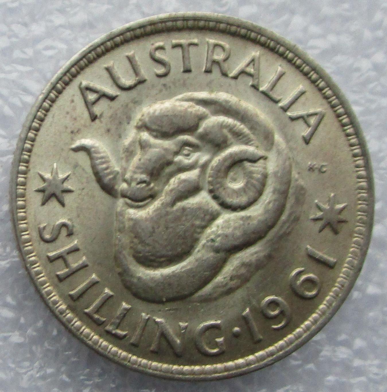 Австралия 1961 год, 1 шиллинг. Серебро. 3