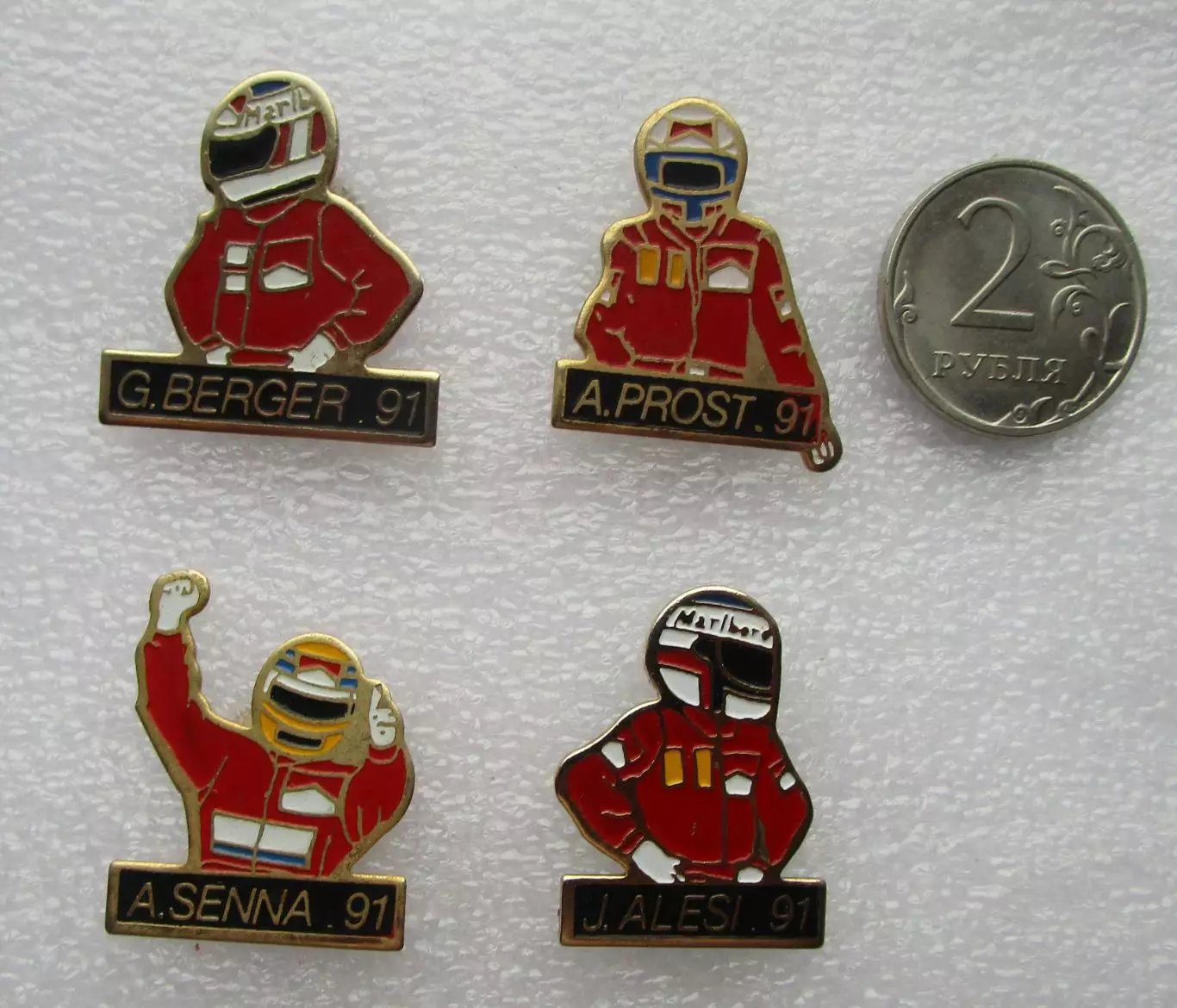 Значки. Спорт. Формула - 1. Пилоты Формула - 1, Набор 4 шт. одним лотом.