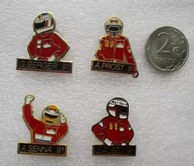 Значки. Спорт. Формула - 1. Пилоты Формула - 1, Набор 4 шт. одним лотом.