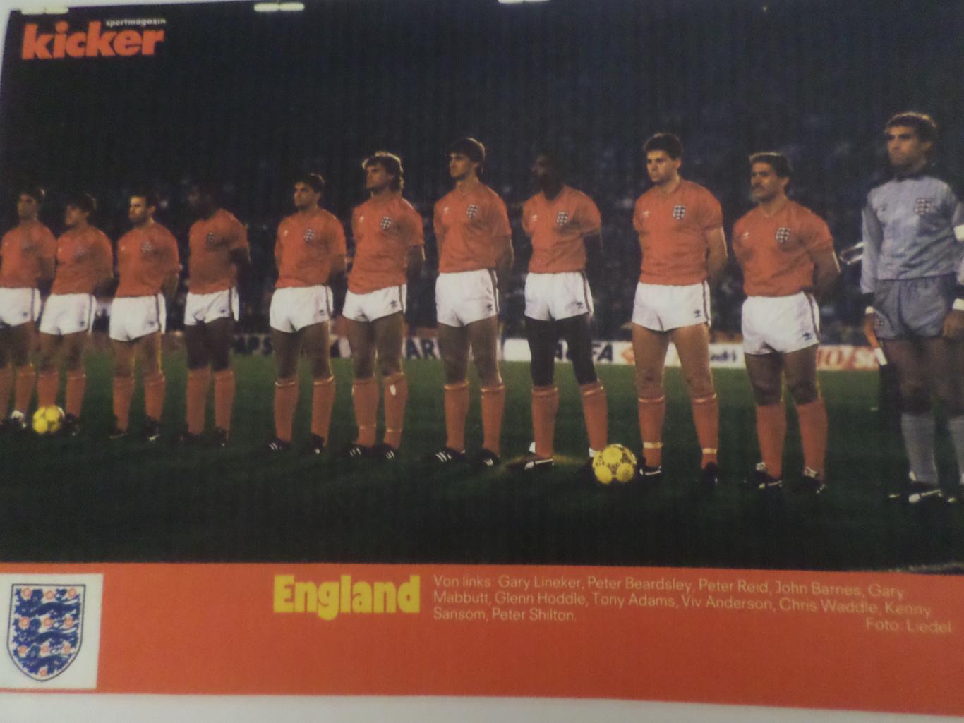постер из журнала Киккер Германия ( цветная ксерокопия) сборная Англия