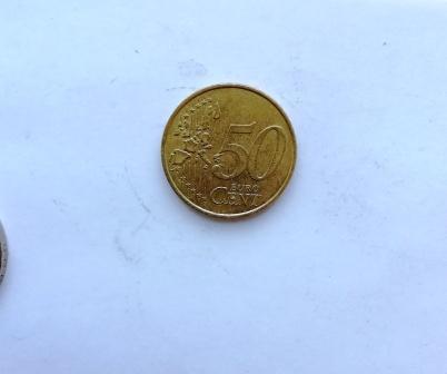 Монета 50 евроцентов 2002 г.