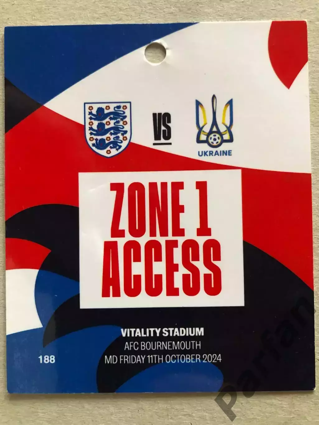 Бейдж/Квиток U-21 Англія - Україна 2024