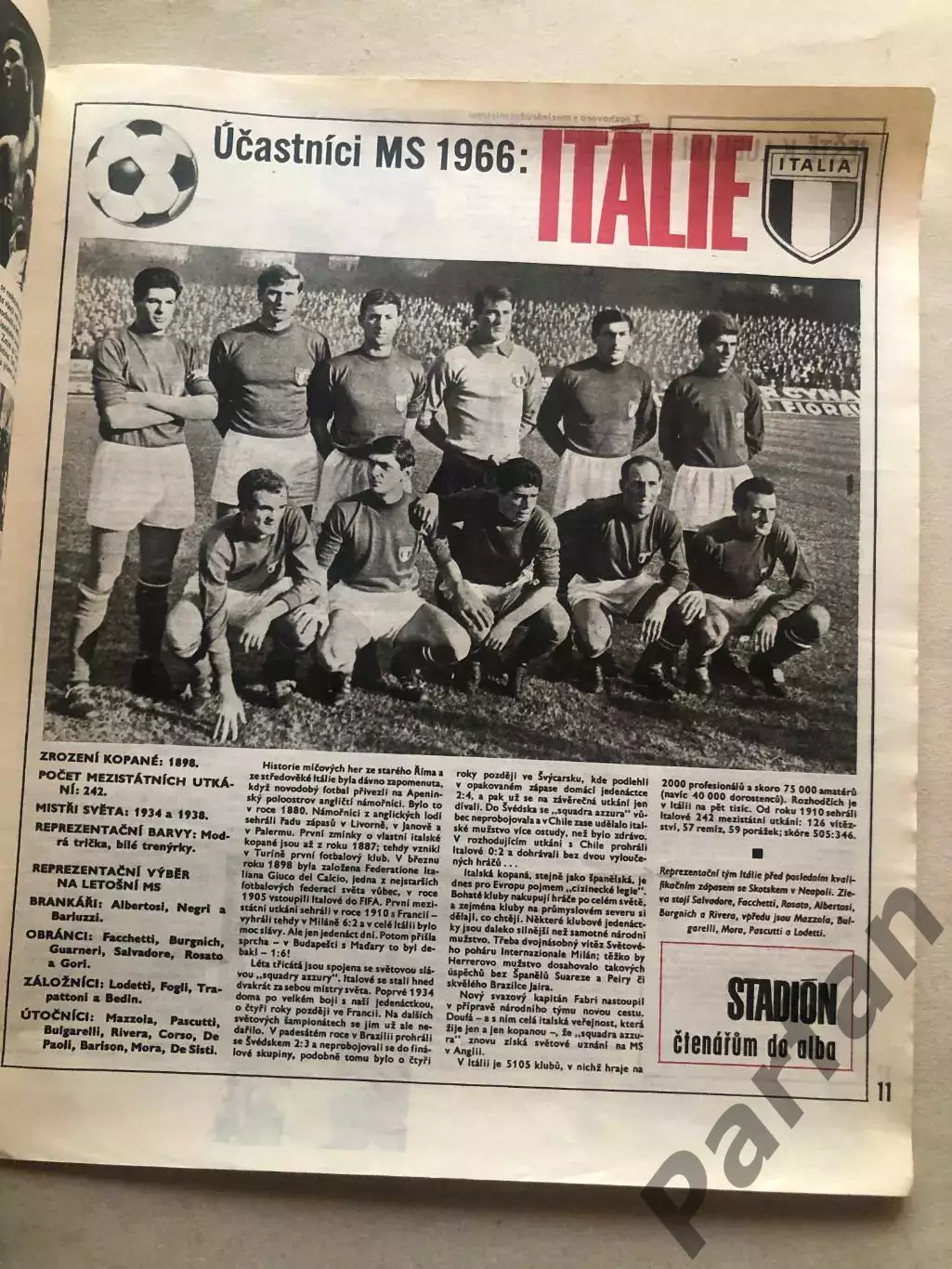 Стадіон/Stadion 1966 №15 Італія