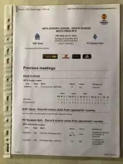 Press kit Генк - Динамо Київ 2013