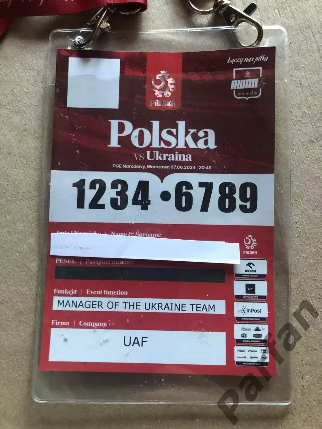 Бейдж/Пропуск Польща - Україна 2024