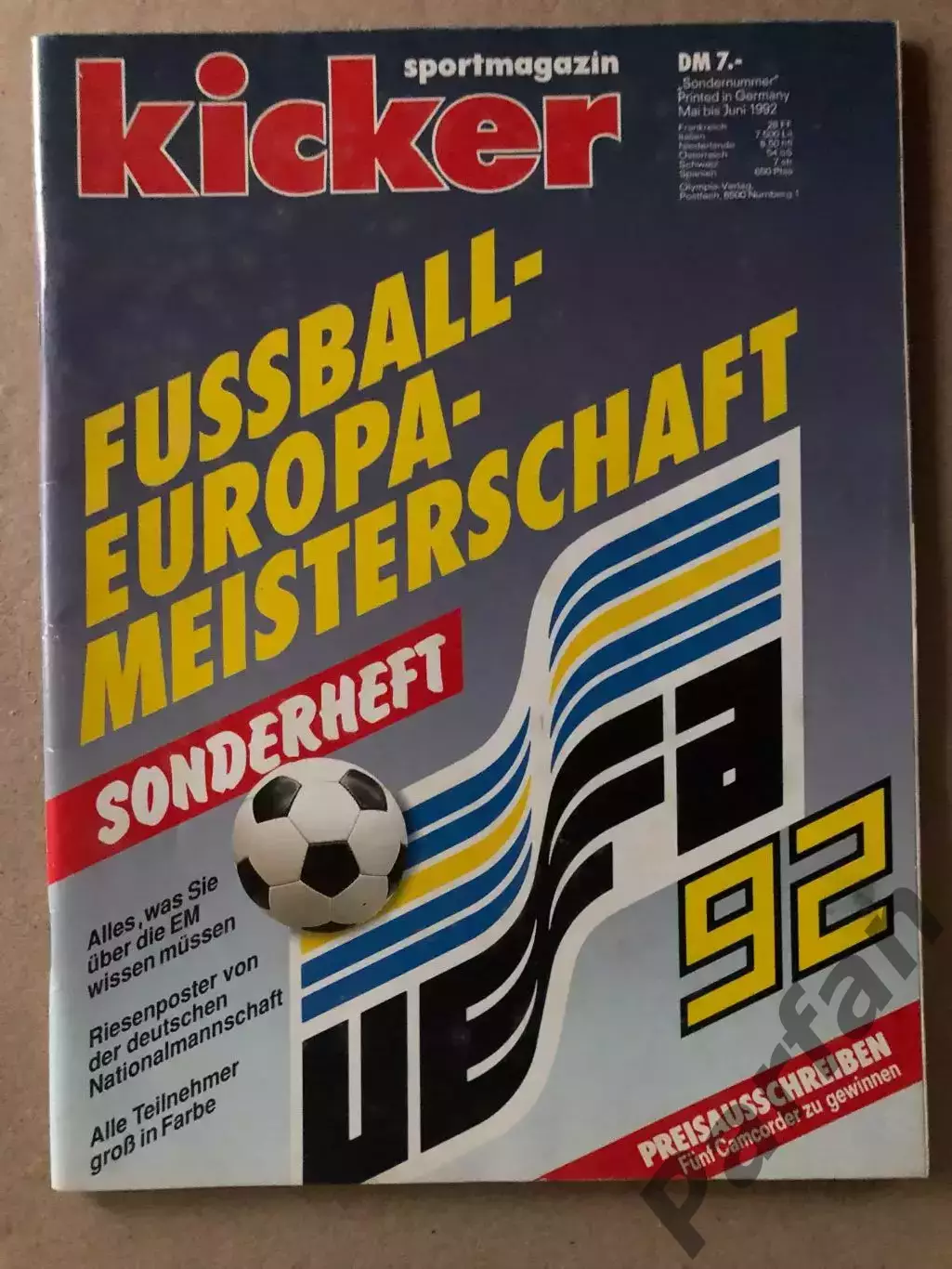Футбол Журнал Kicker EM Чемпіонат Європи ЕВРО 1992 Спецвипуск