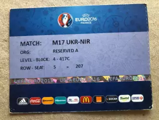 Квиток Ірландія - Україна 2016