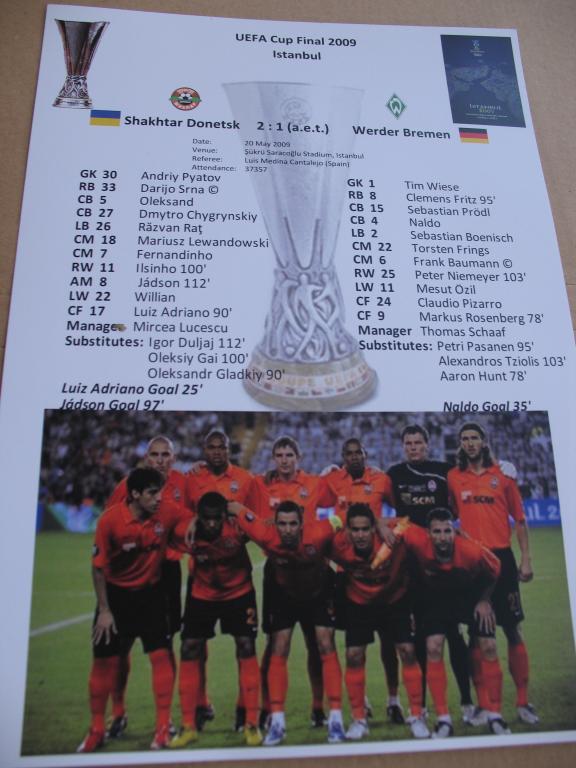 Кубок УЕФА финал Шахтер - Вердер 2009