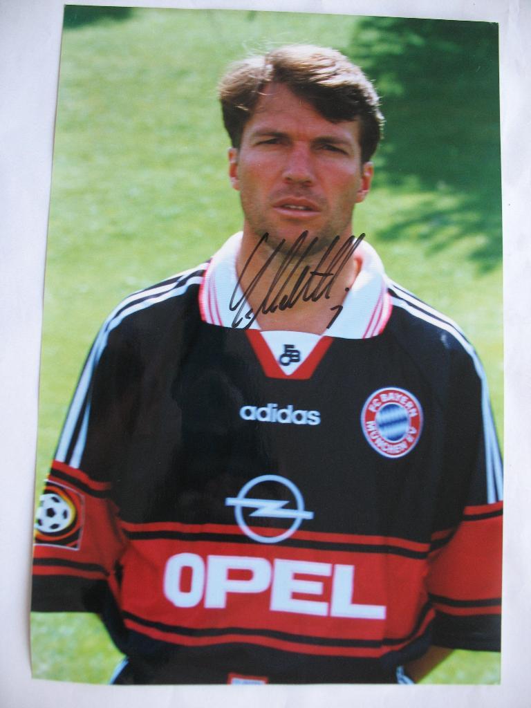 Фото футбол, Лотар Маттеус Бавария, Германия, размер (21х30см) автограф оригинал