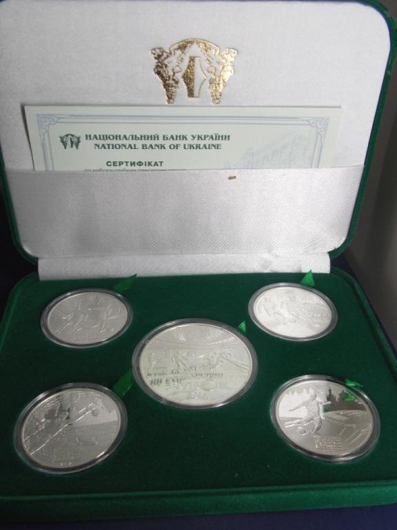 Набор 5 монет 10 грн 20 грн Серебро Чемпионат Европы по футболу ЕВРО 2012