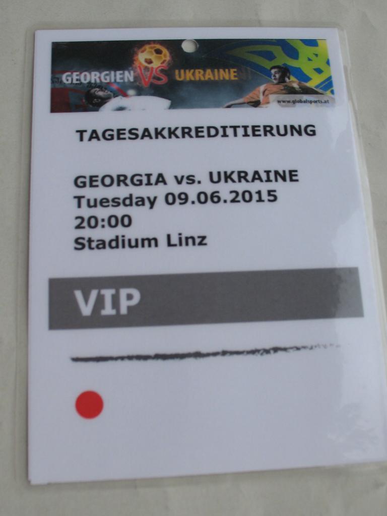 Билет VIP Грузия - Украина 2015