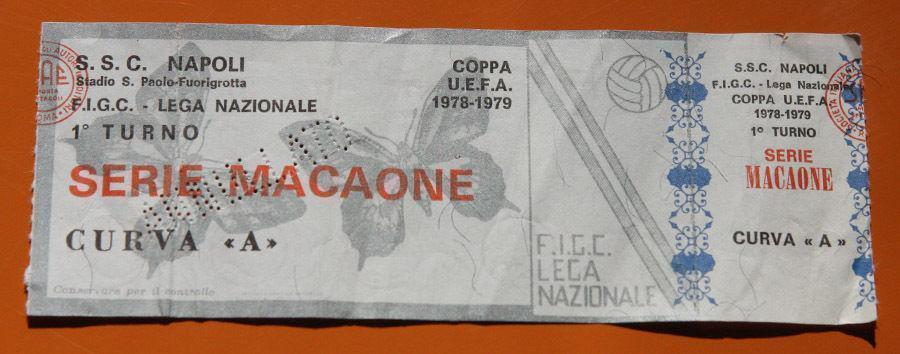 Билет Кубок УЕФА Наполи - Динамо Тбилиси СССР Грузия 1978